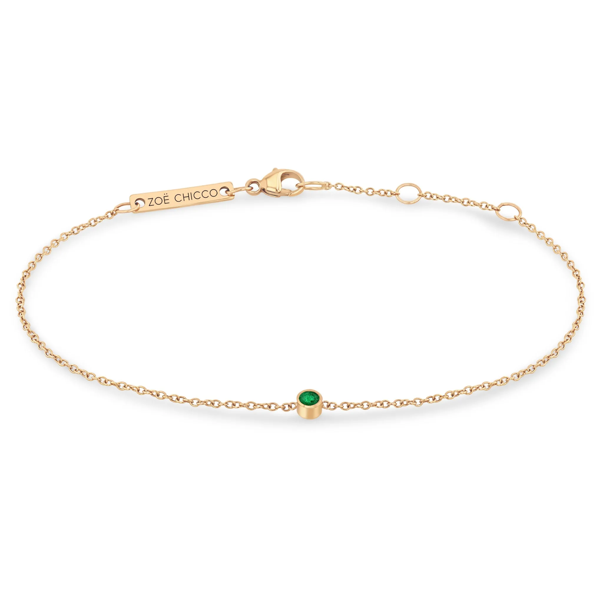 14k Single Emerald Bezel Bracelet | May Birthstone