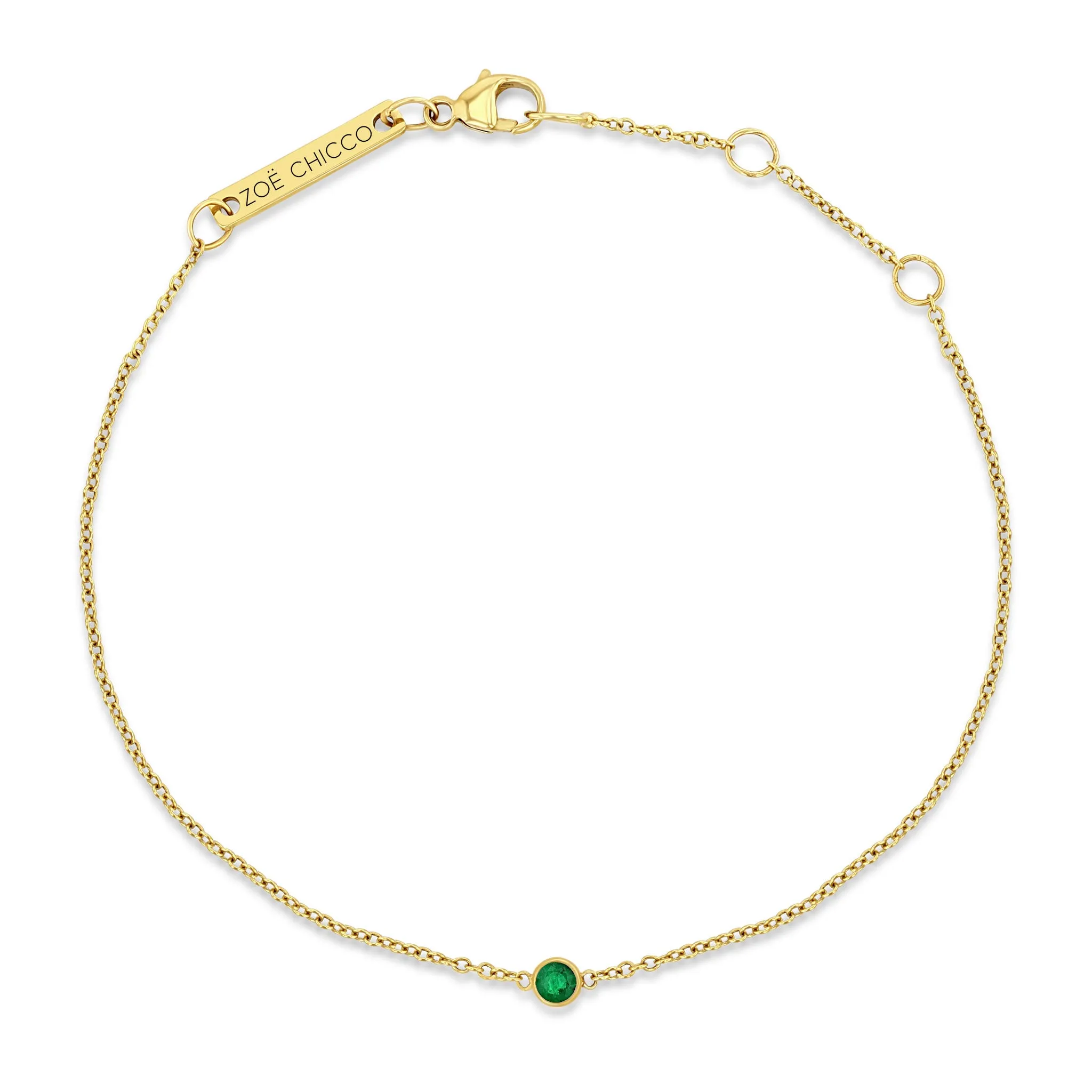 14k Single Emerald Bezel Bracelet | May Birthstone