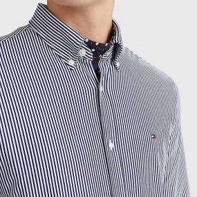 1985 Slim Line Knit Stripe Shirt - Yale Navy & White