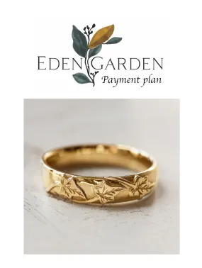 3 instalments payment plan: Men's wedding band, ivy leaves ring