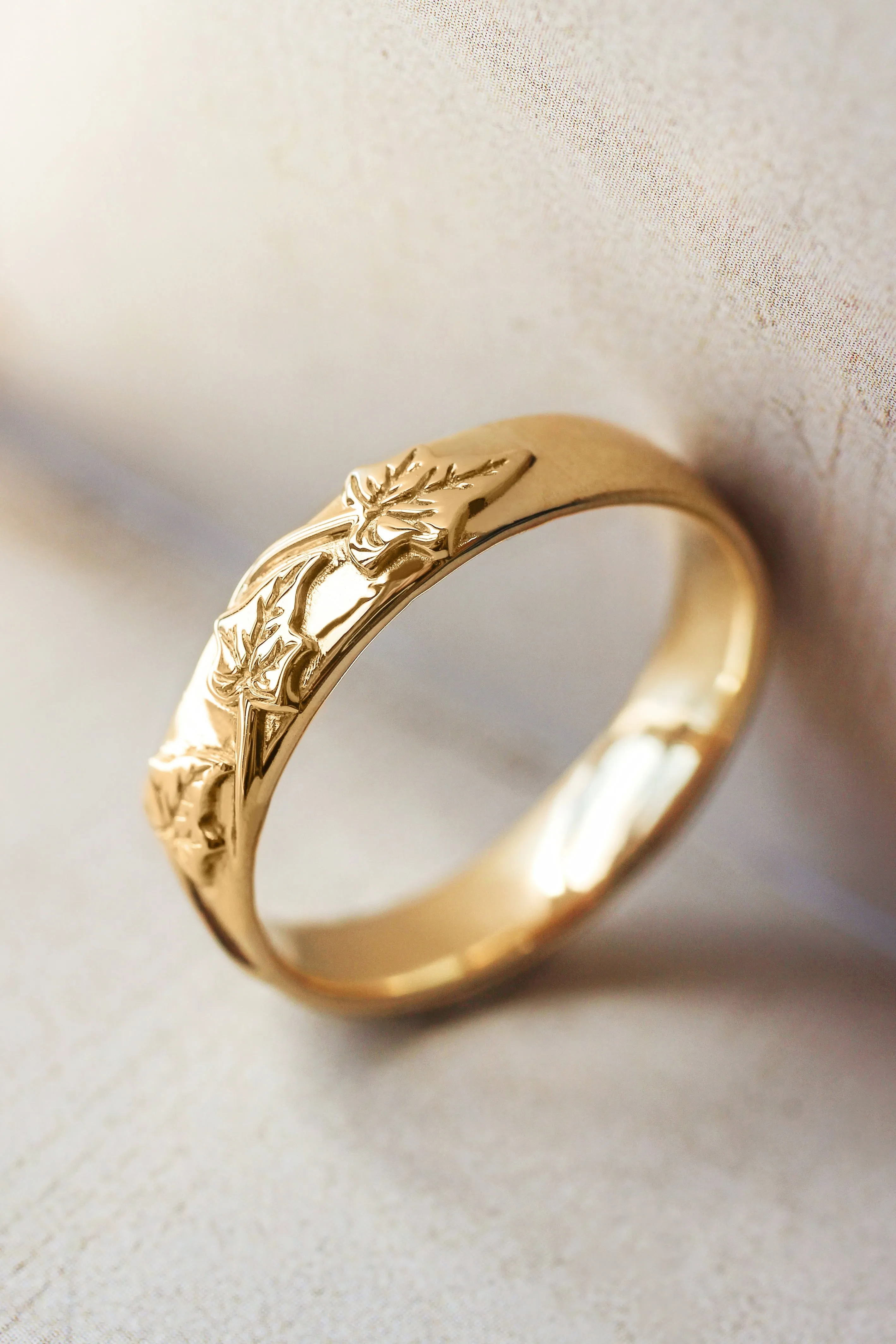 3 instalments payment plan: Men's wedding band, ivy leaves ring