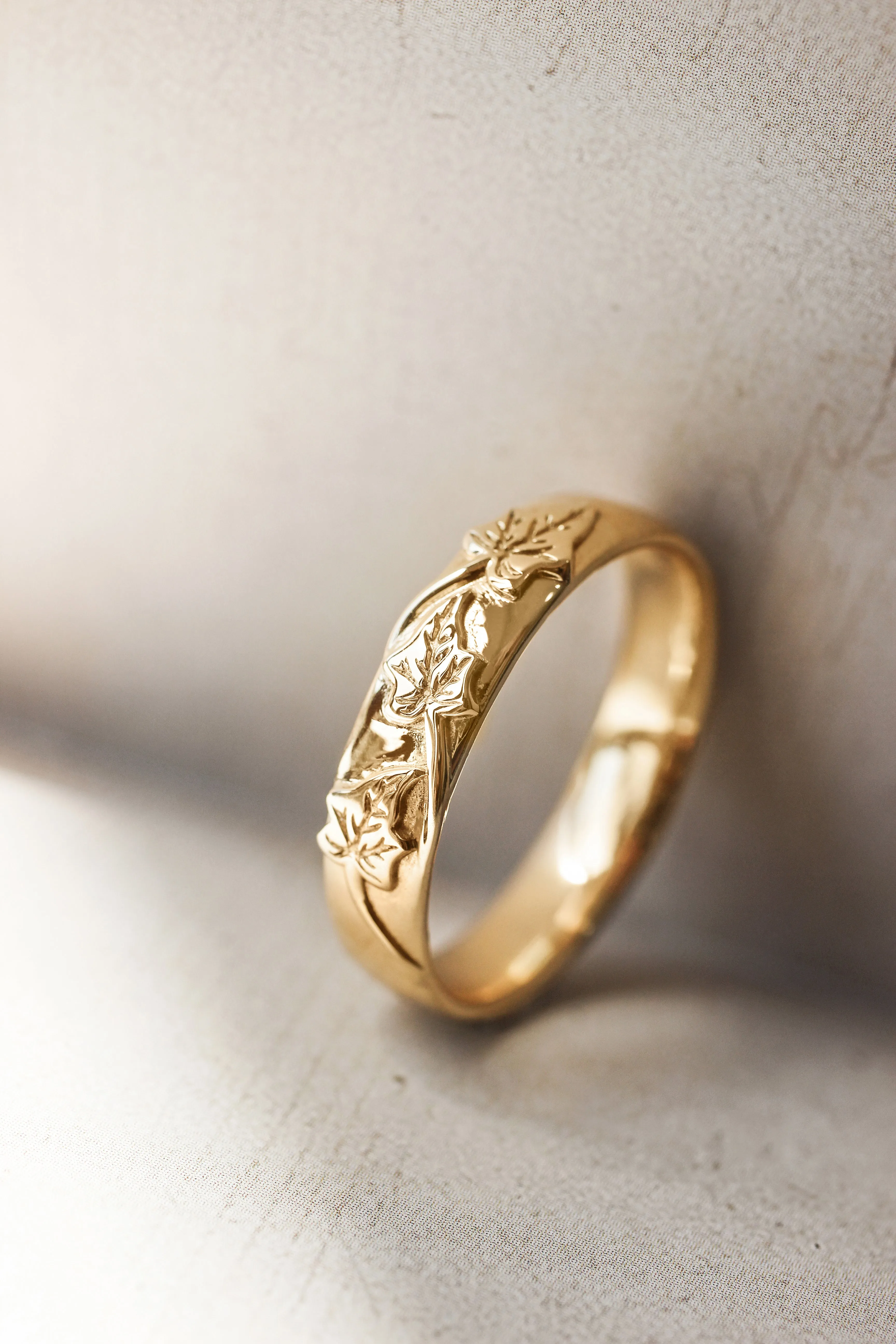 3 instalments payment plan: Men's wedding band, ivy leaves ring