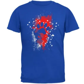 4th of July Puppy Dog Paw Print Stars and Splatters Mens Soft T Shirt