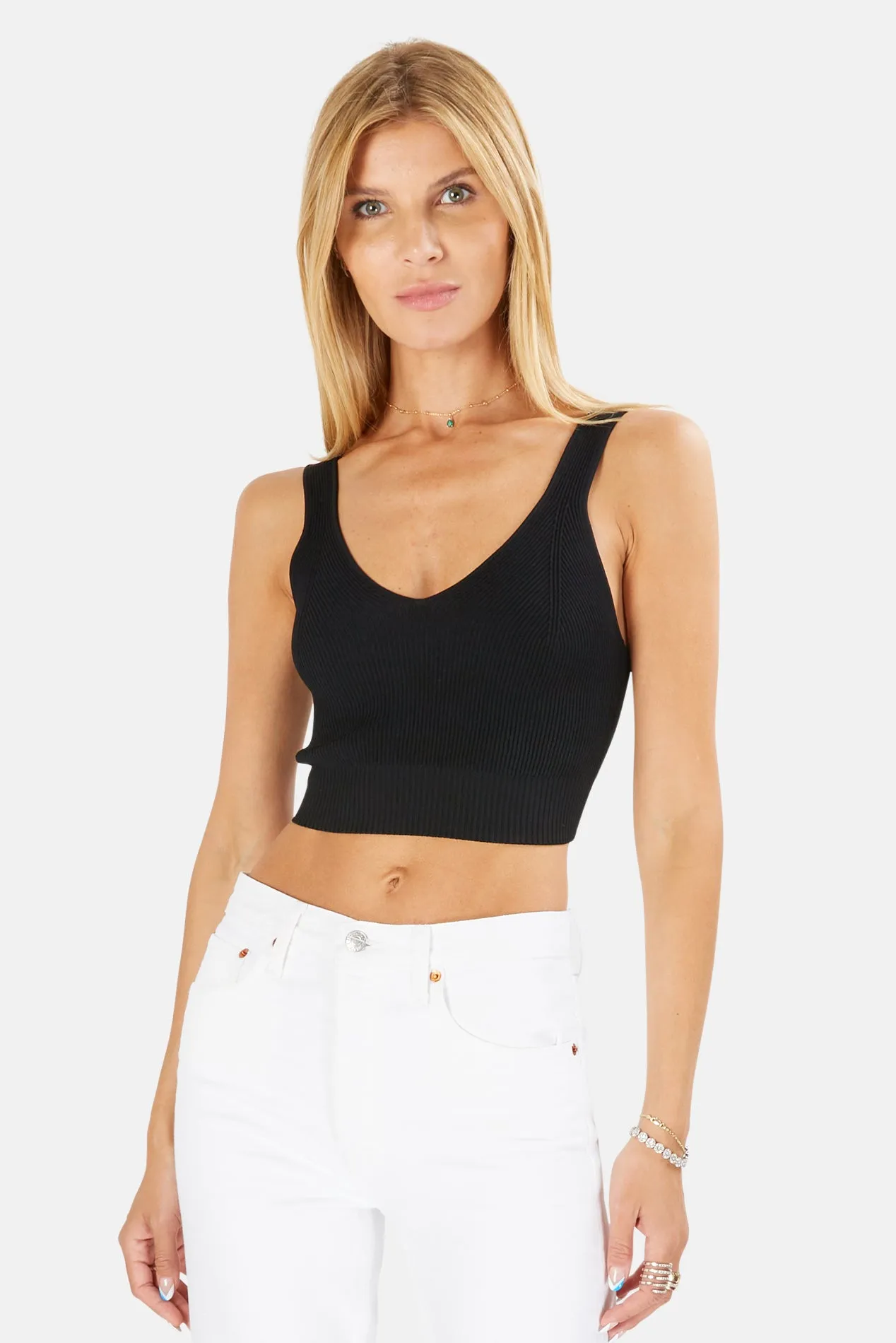 90s Rib Crop Top Black