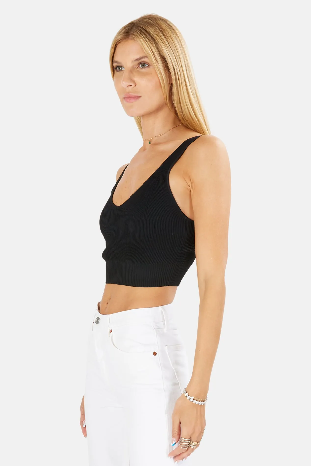 90s Rib Crop Top Black