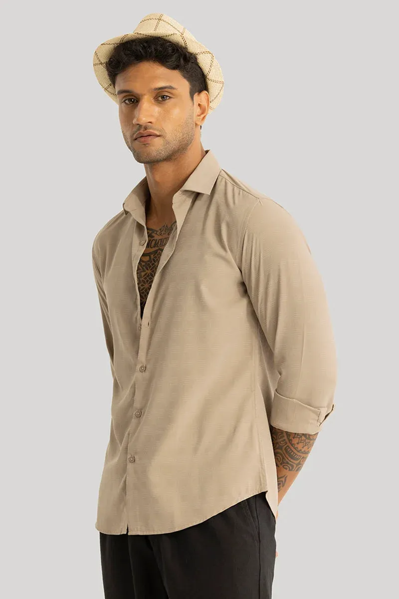 Anselmo Beige Self-Design Shirt