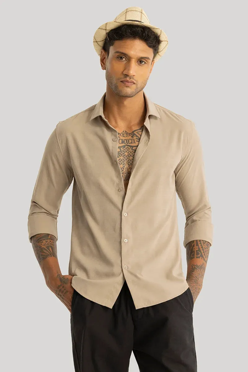 Anselmo Beige Self-Design Shirt