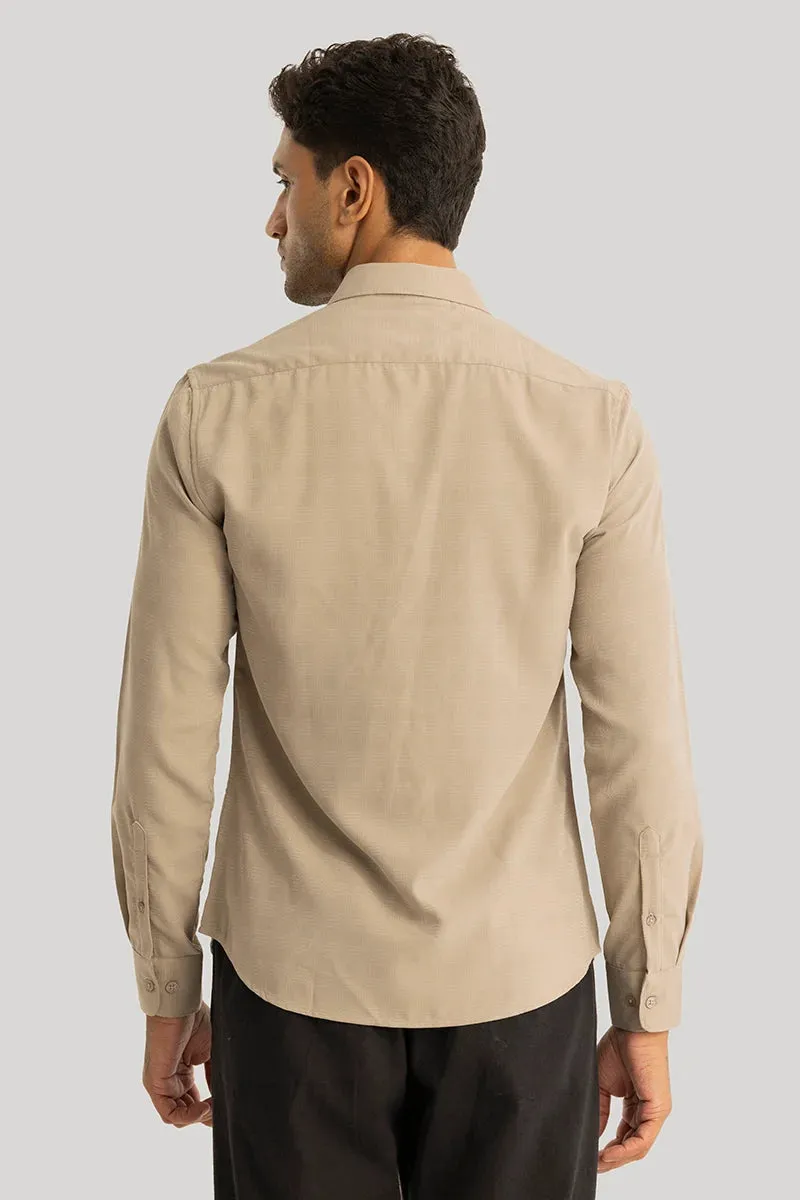 Anselmo Beige Self-Design Shirt