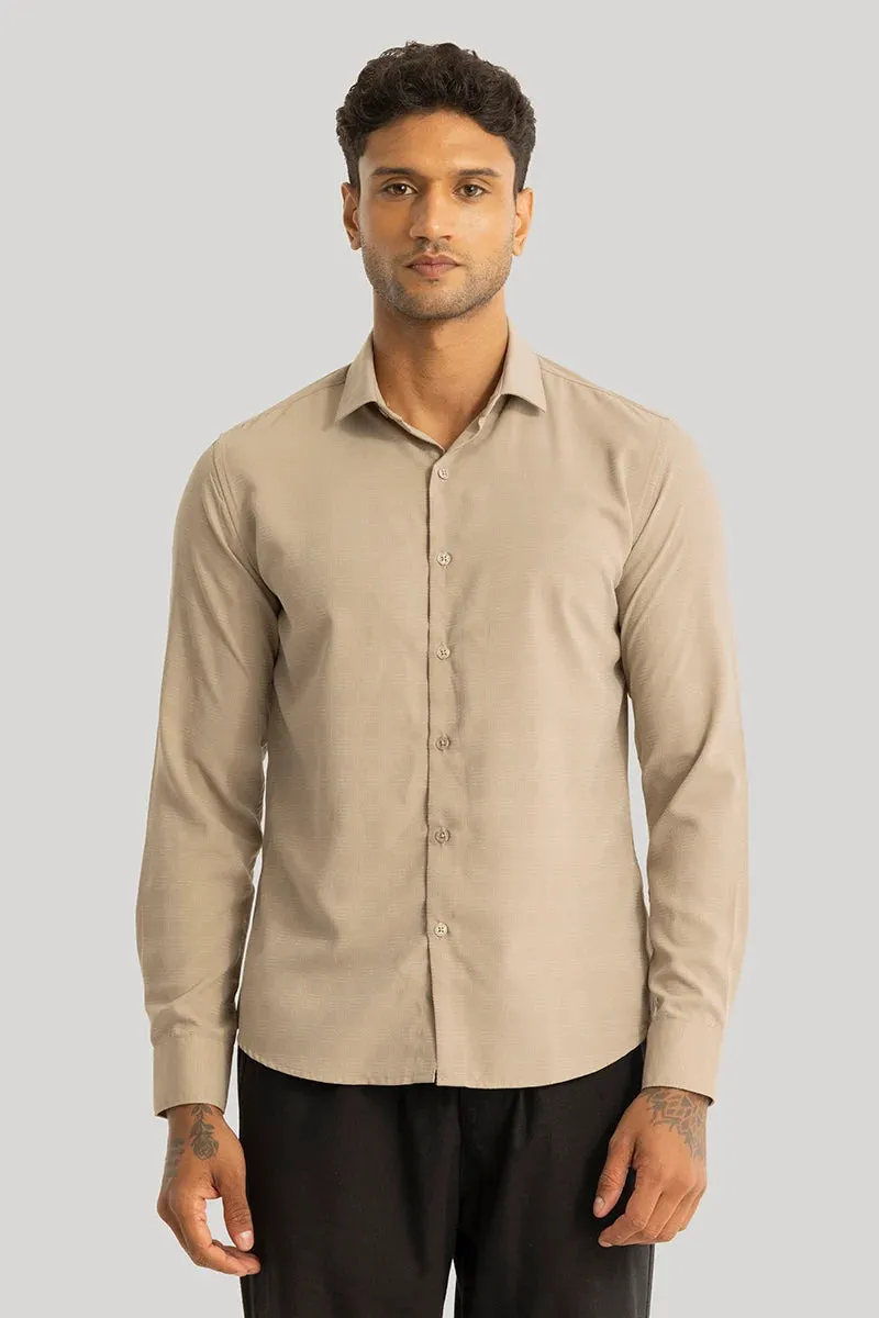 Anselmo Beige Self-Design Shirt