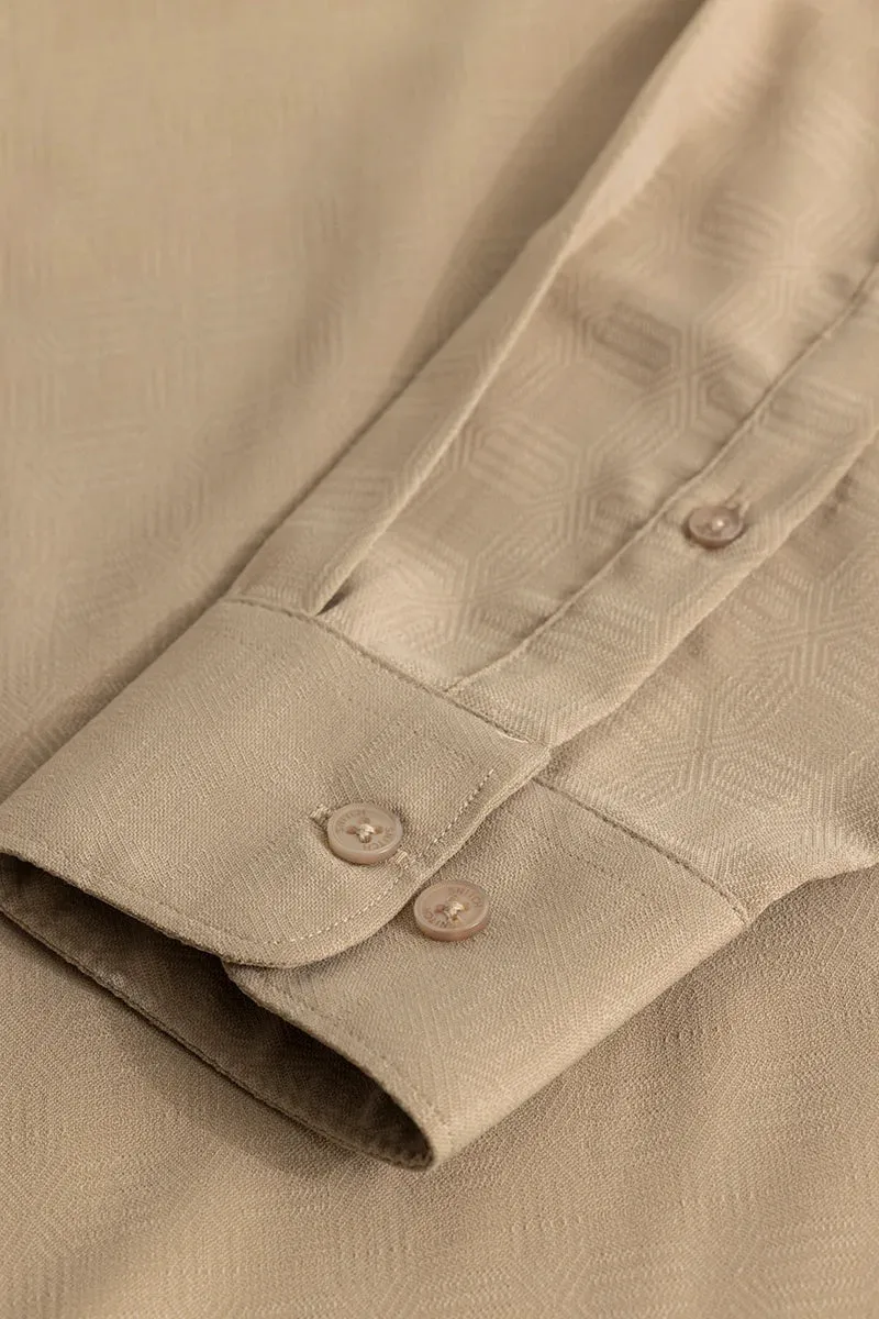 Anselmo Beige Self-Design Shirt