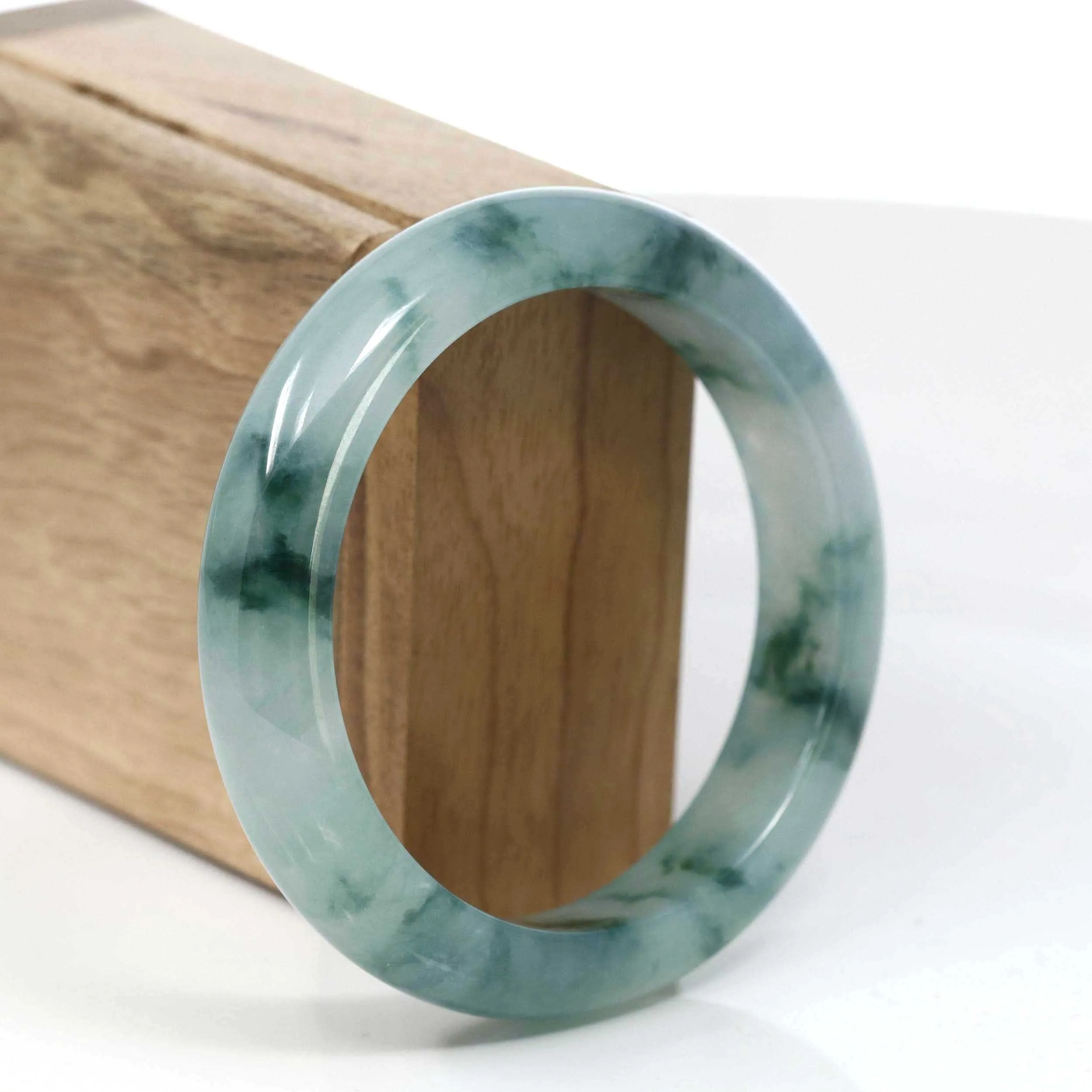 Baikalla High-end Burmese Ice Blue-Green Jade Jadeite Bangle Bracelet (57.76mm) ( Collectibles )T091