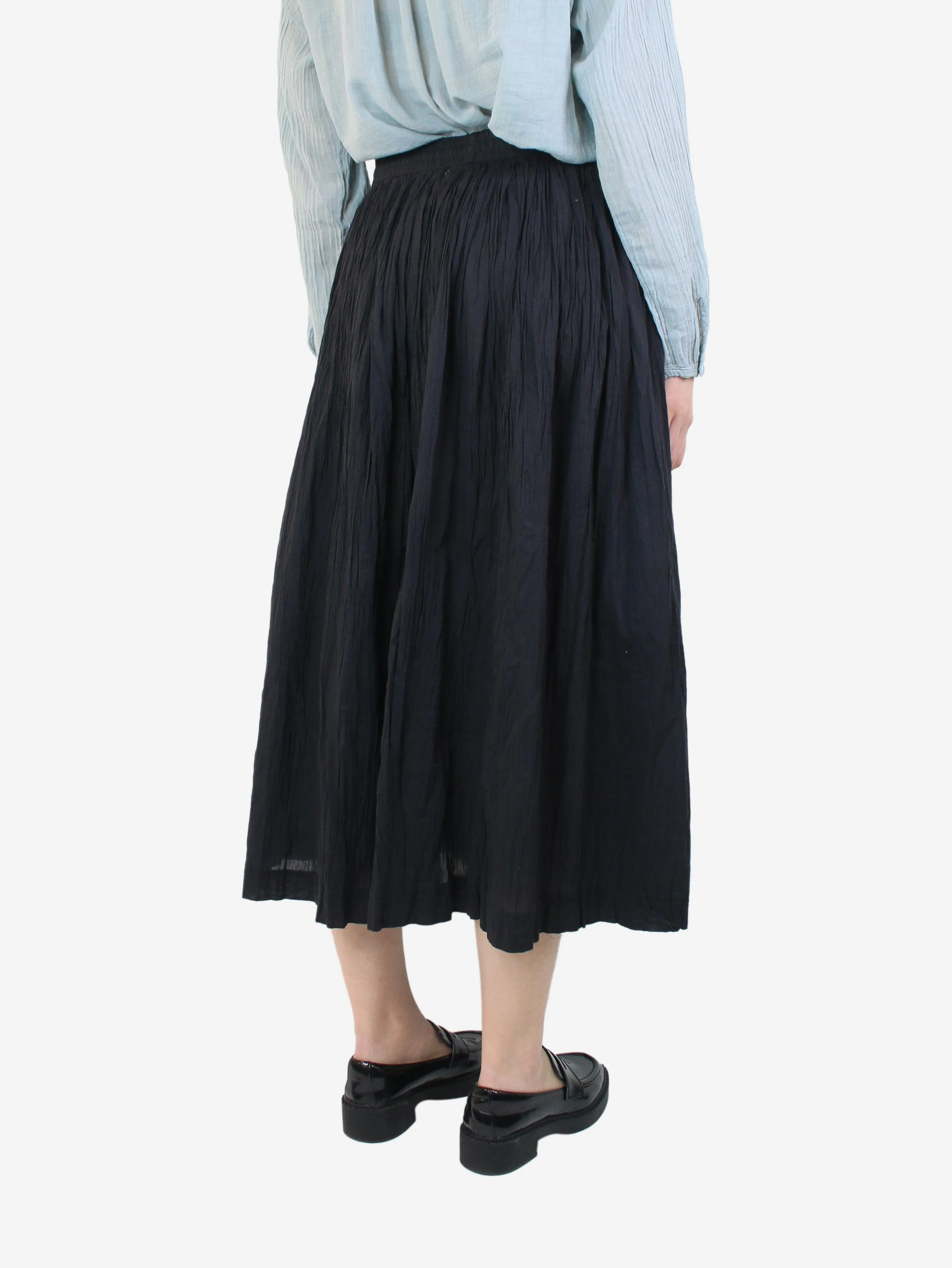 Black creased midi skirt - size UK 12