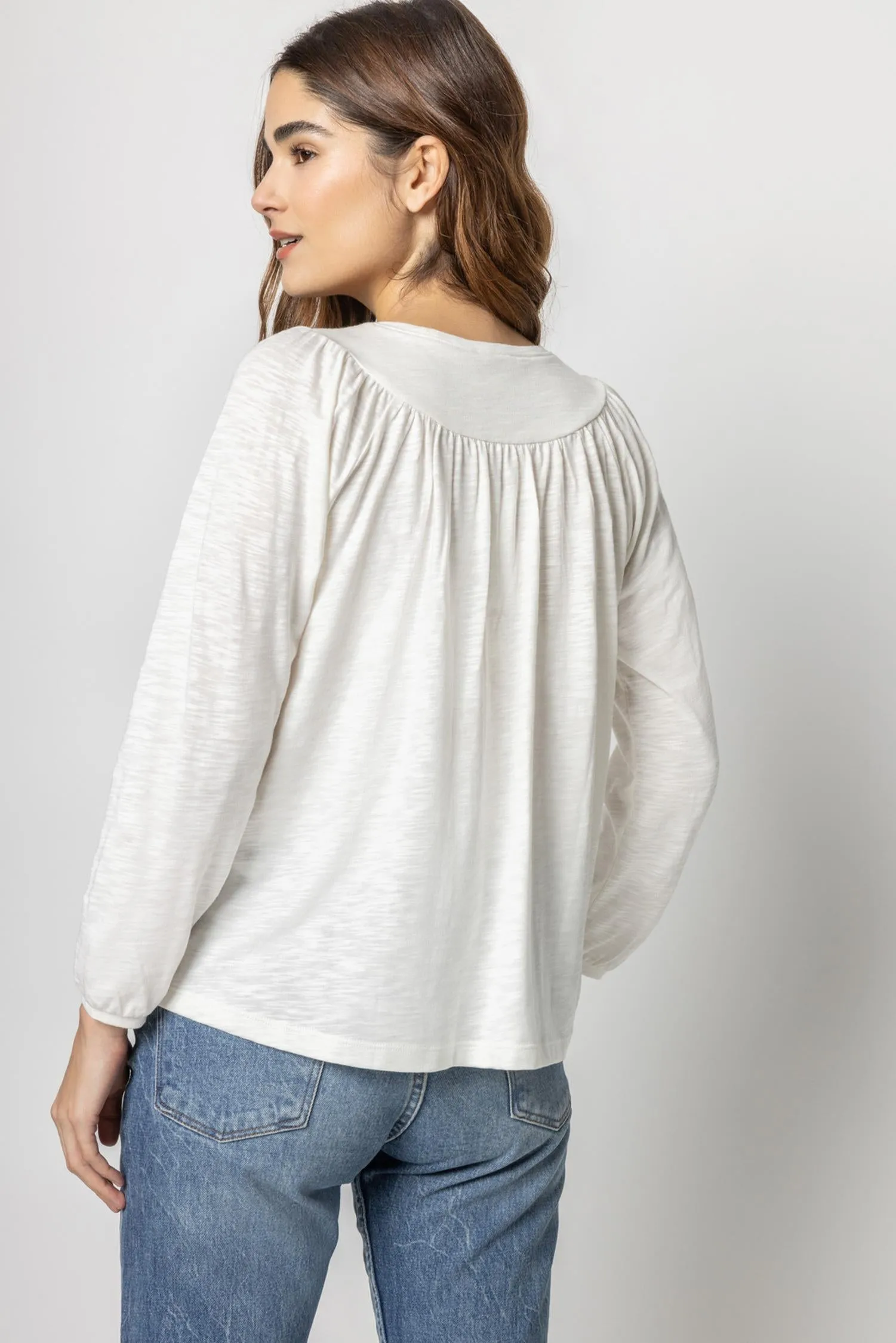 Bracelet Sleeve Yoke Top | Ivory