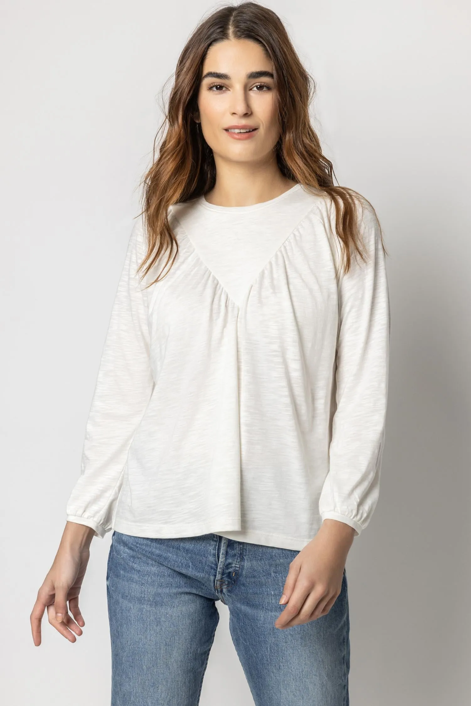 Bracelet Sleeve Yoke Top | Ivory