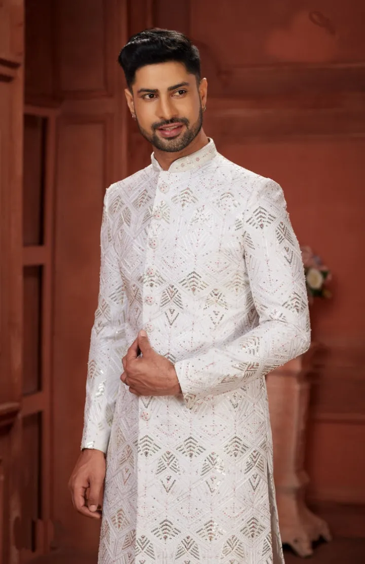 Classic Sophistication Discovering the Appeal of a White Sherwani - Rent