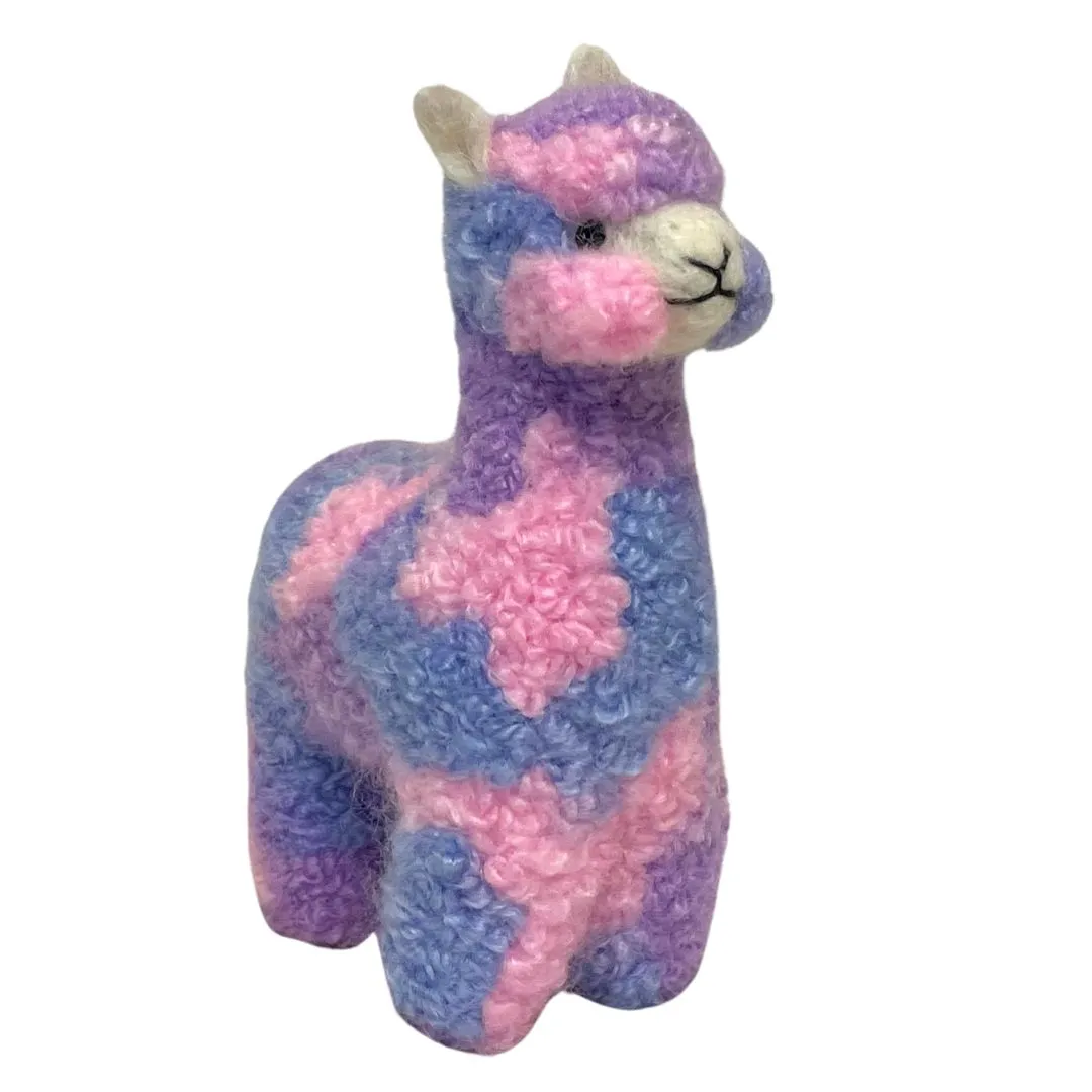 Colorful Rainbow and Confetti Alpaca Figurines or Ornaments