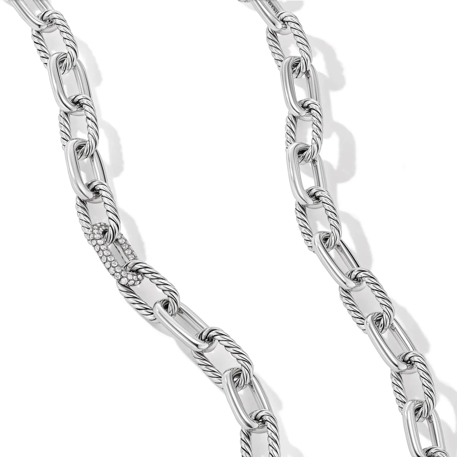 DY Madison Chain Necklace in Sterling Silver with Diamonds, 11mm