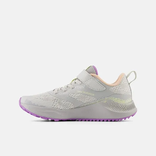 DynaSoft Nitrel v5 Bungee with Top Strap Trail Shoe - Grey Matter with Guava Ice and Purple Fade