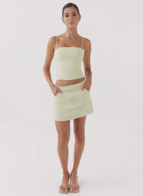 Eliana Suit Mini Skirt - Green Zest