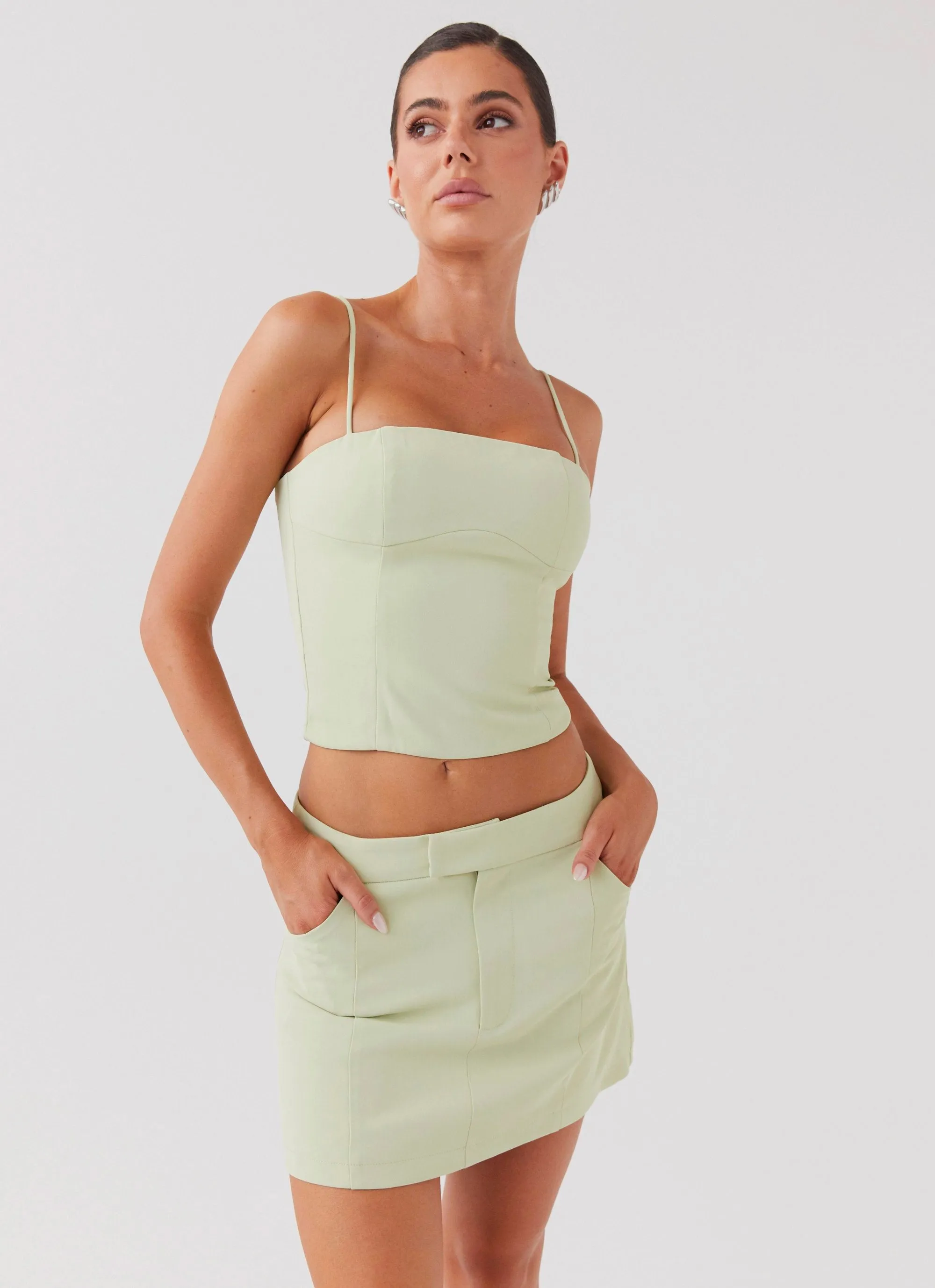 Eliana Suit Mini Skirt - Green Zest