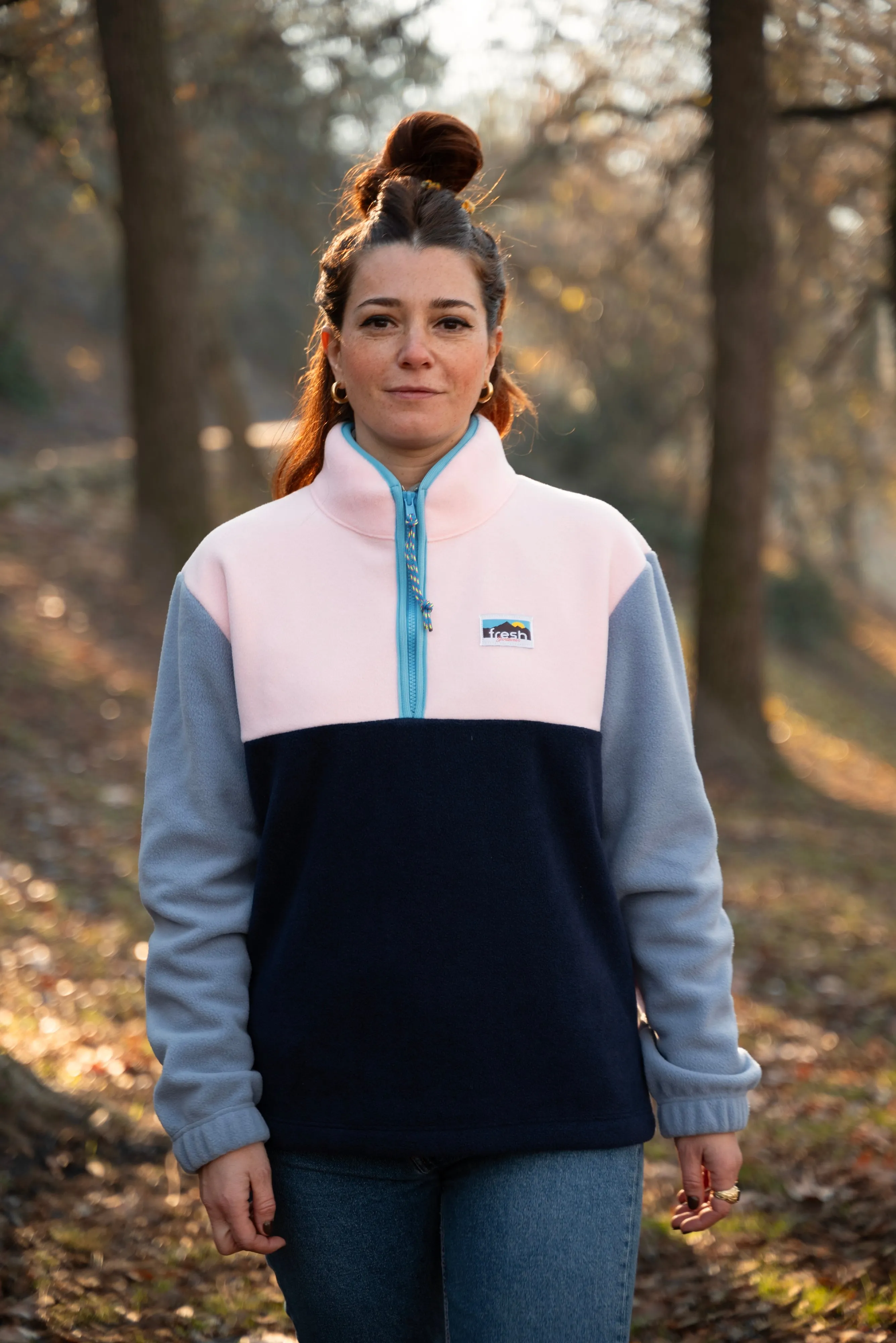 FRESH Lucio Half Zip Fleece Pullover Pink