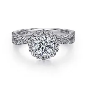 Gabriel & Co. Ivy Round Halo Engagement Ring Semi-Mounting in 14K White Gold