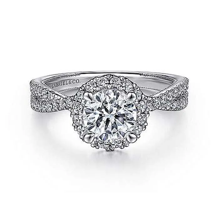 Gabriel & Co. Ivy Round Halo Engagement Ring Semi-Mounting in 14K White Gold