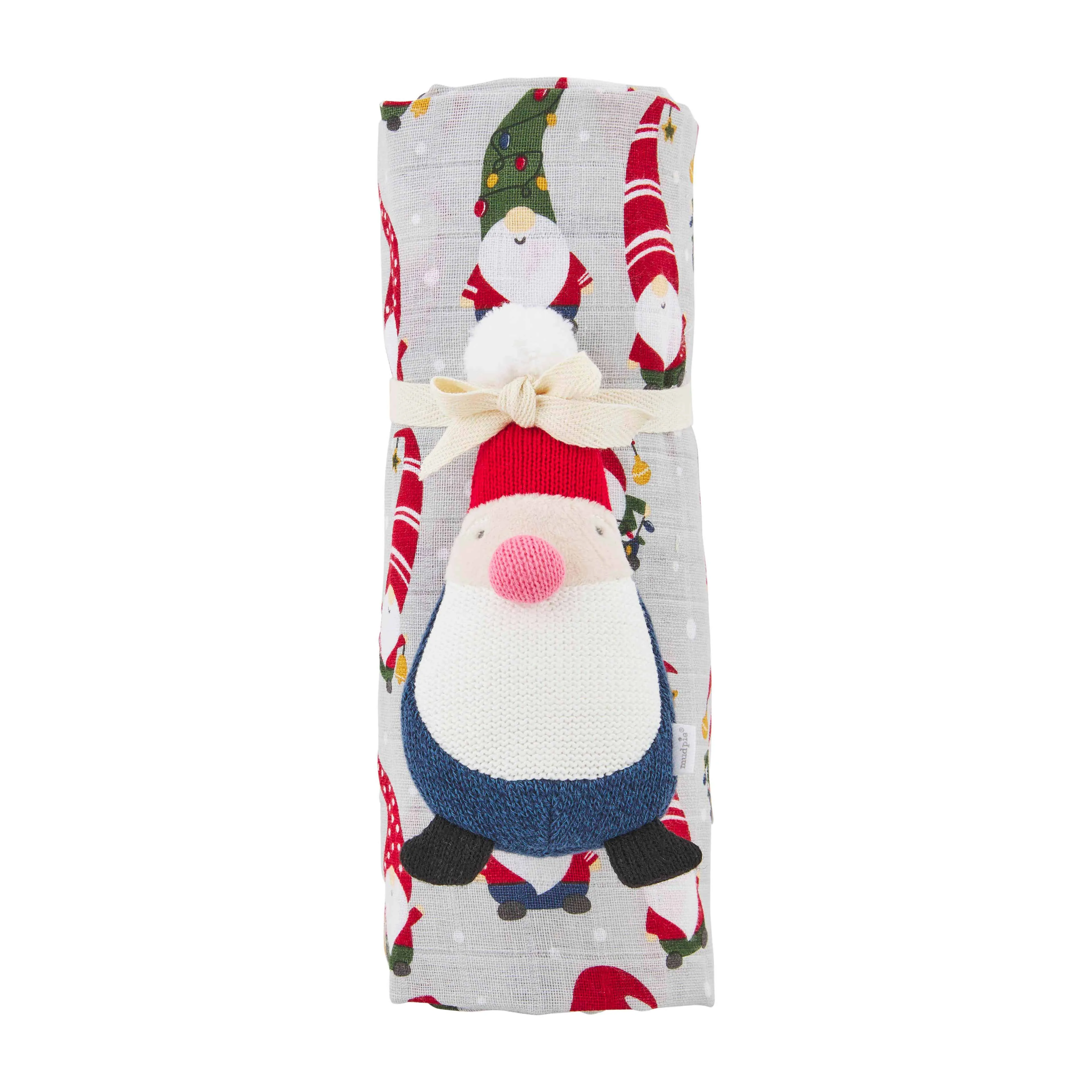 Gnome Swaddle & Rattle Set