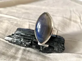 Labradorite Adjustable Ring - Chunky Marquise (One of a kind)