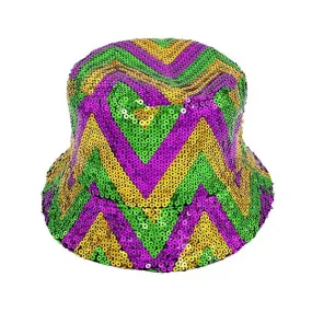 Mardi Gras Sequin Reversible Bucket Hat