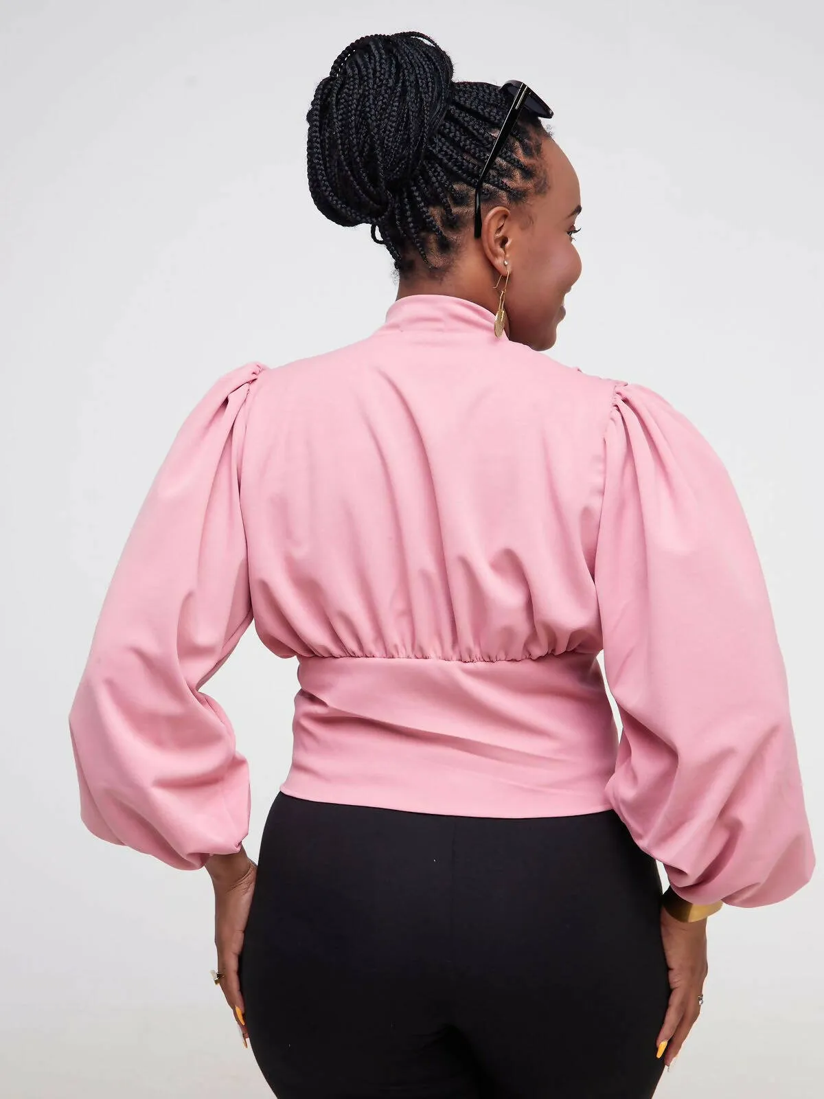 Merli Africa Lantern Sleeve Top - Light Pink