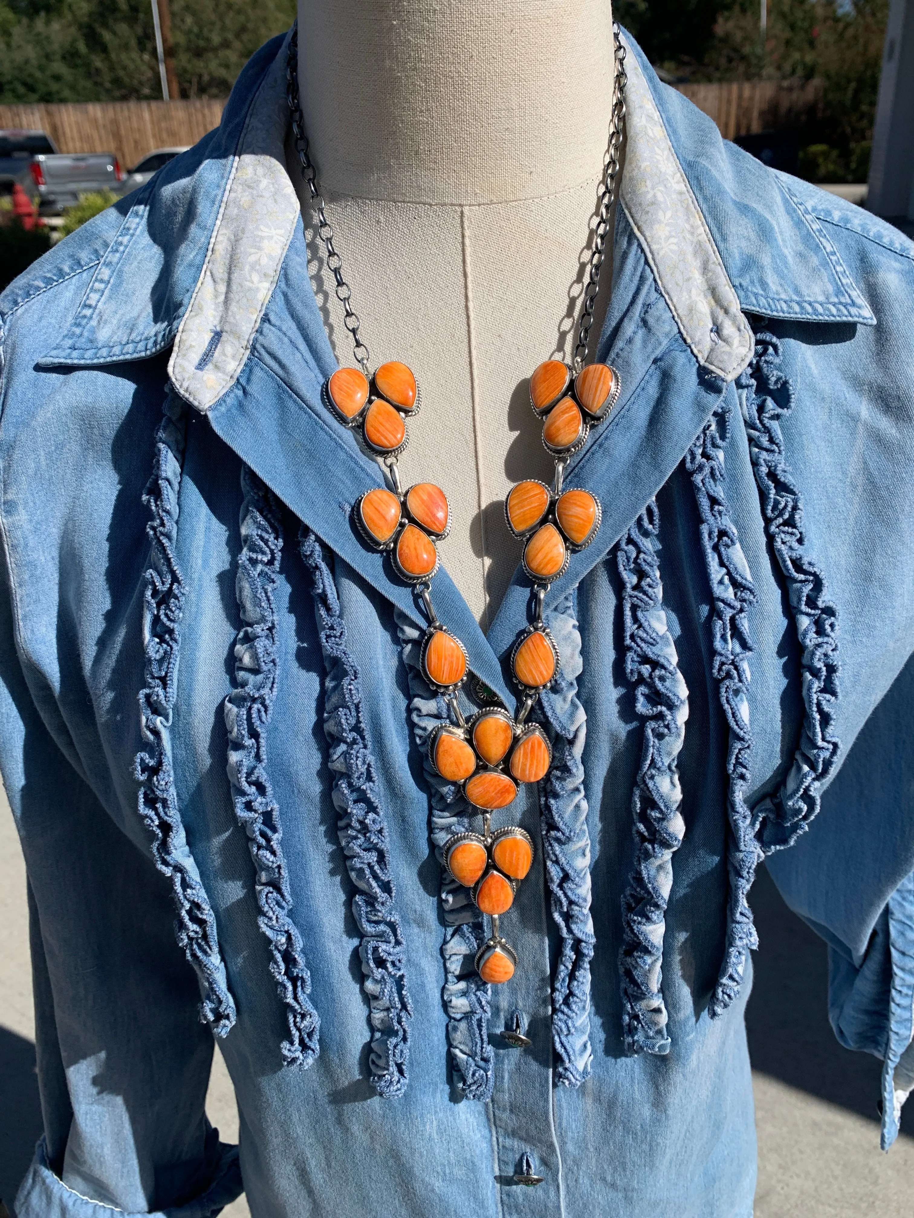 Orange Spiny Lariat Set