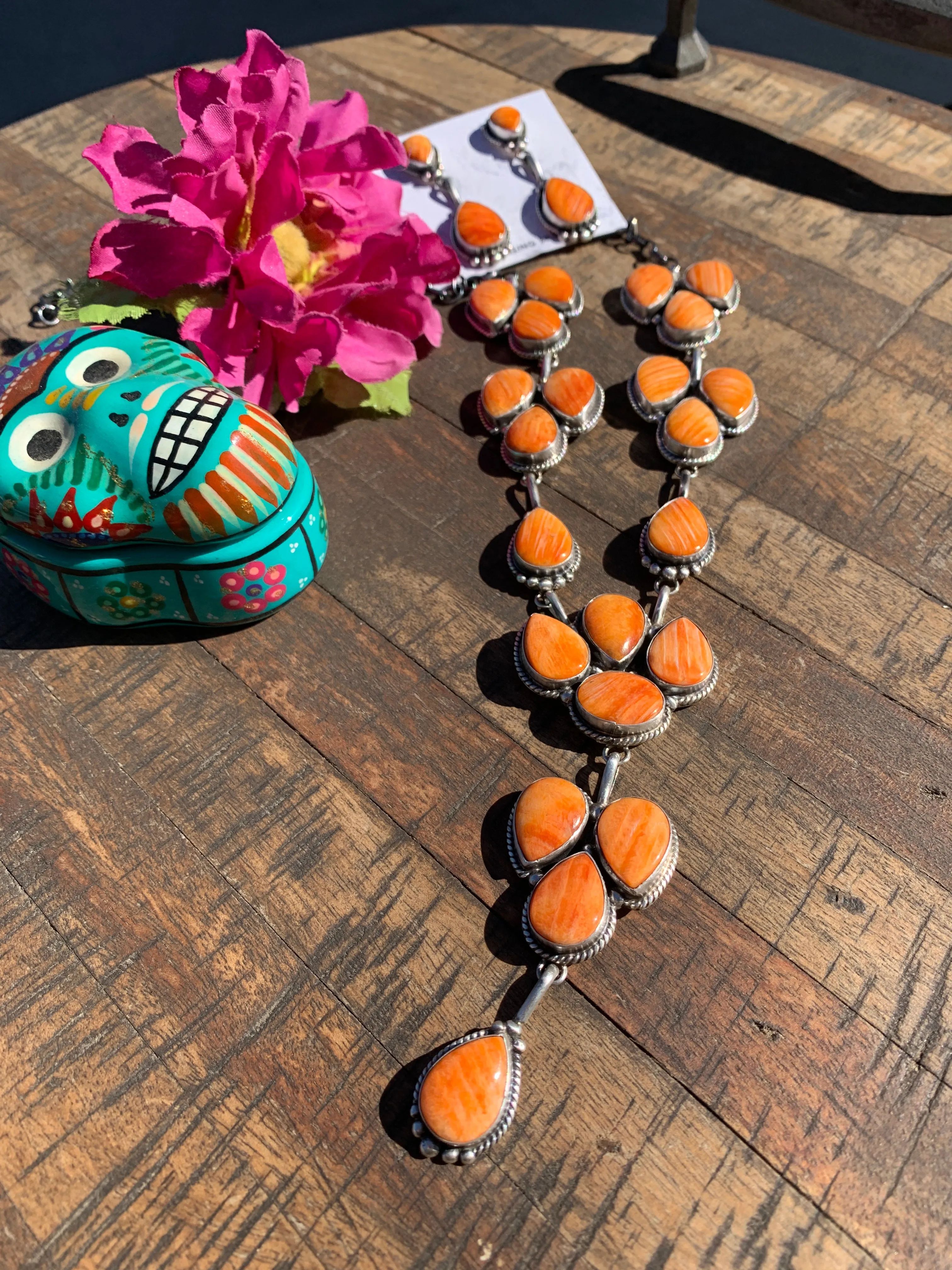 Orange Spiny Lariat Set