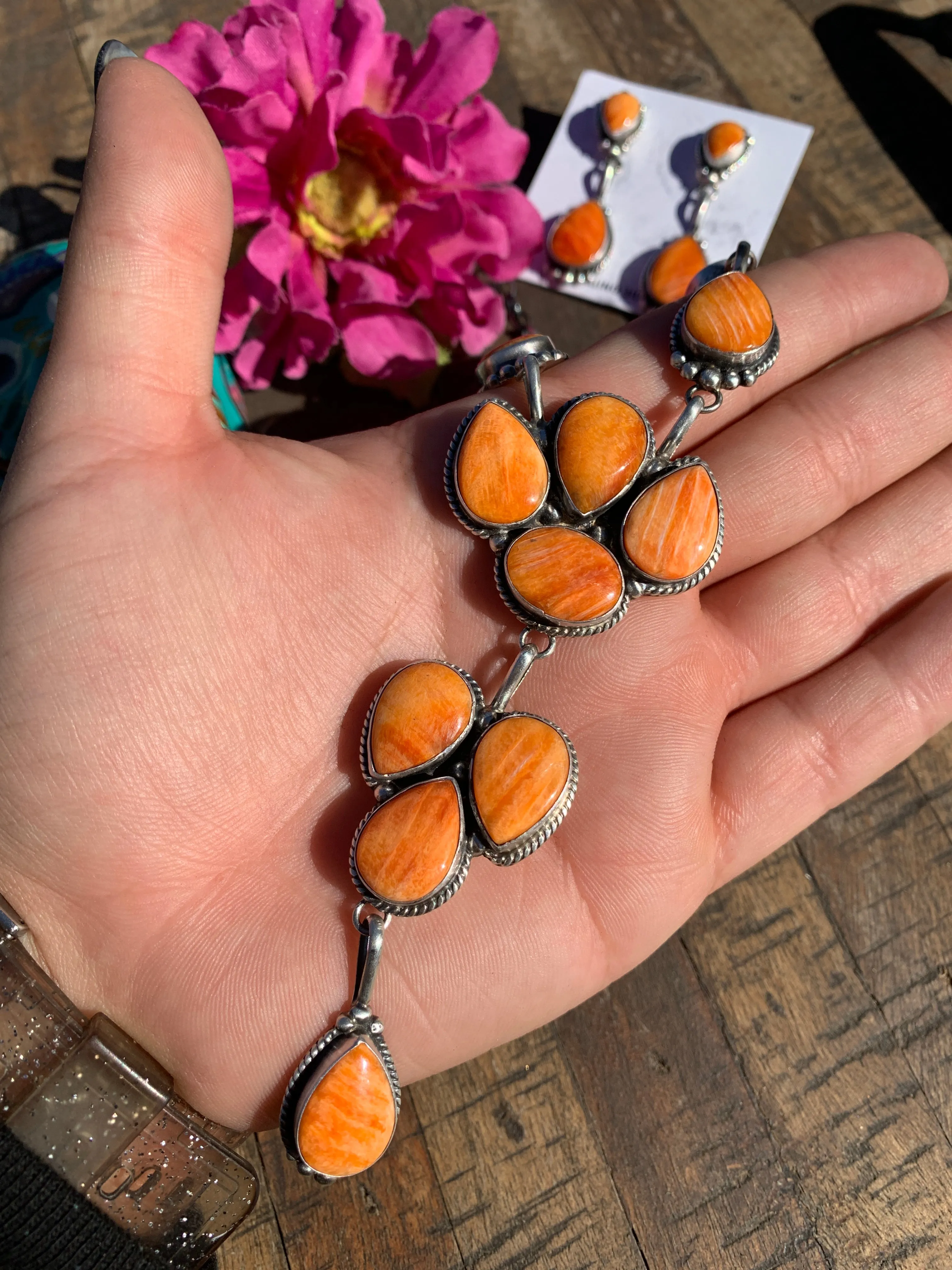 Orange Spiny Lariat Set