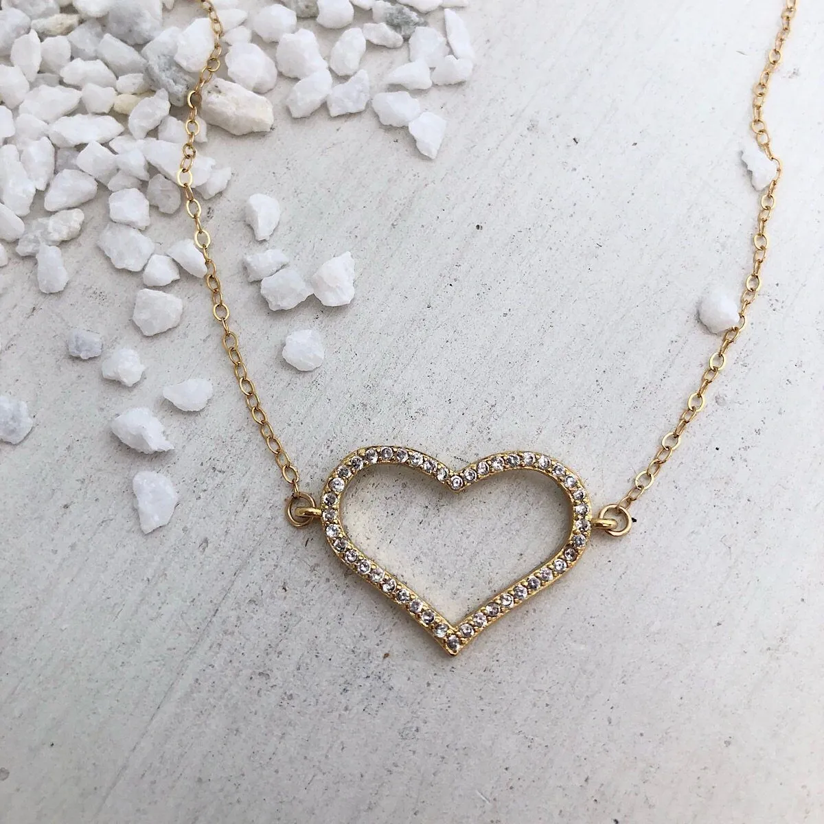 Pave Open Heart Necklace