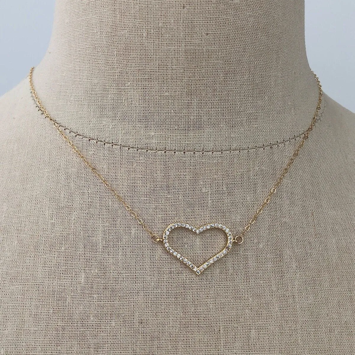 Pave Open Heart Necklace