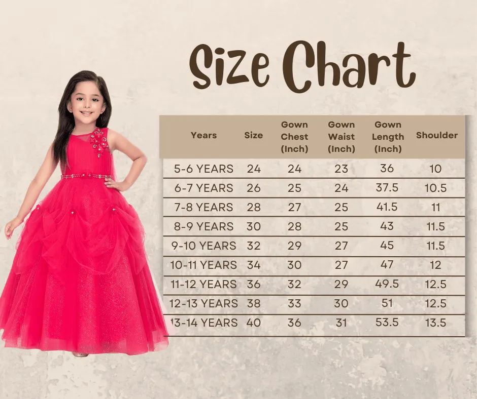 Rani Coloured Imported Net Gown For Girls \ Ball Gown For Girls \ Birthday Dress For Girls