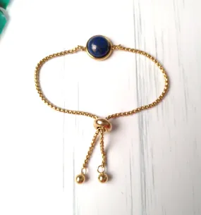 Round Lapis Lazuli Jeweled Slider Bracelet