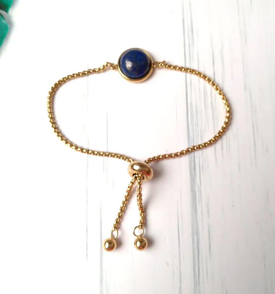 Round Lapis Lazuli Jeweled Slider Bracelet