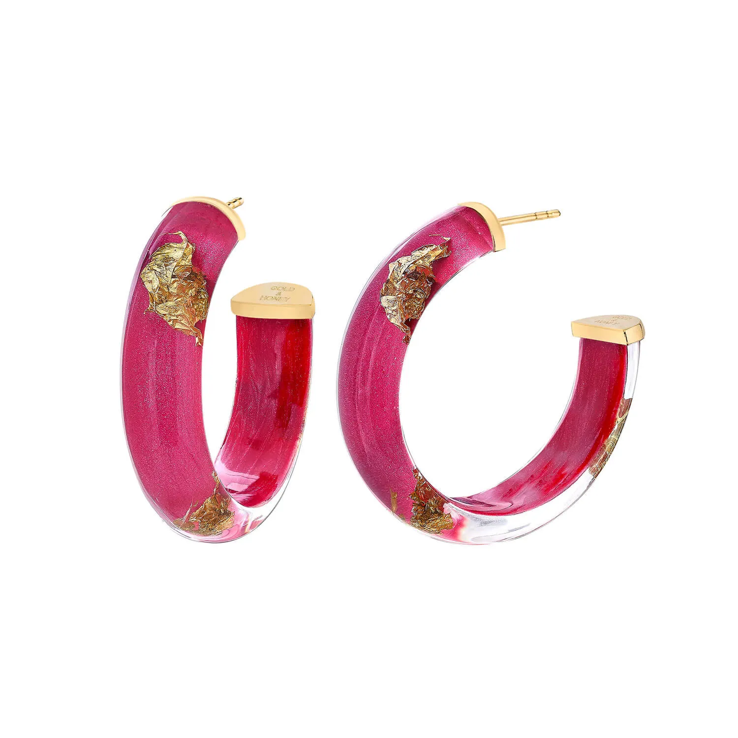 Small Gold Leaf Lucite Hoop Earrings