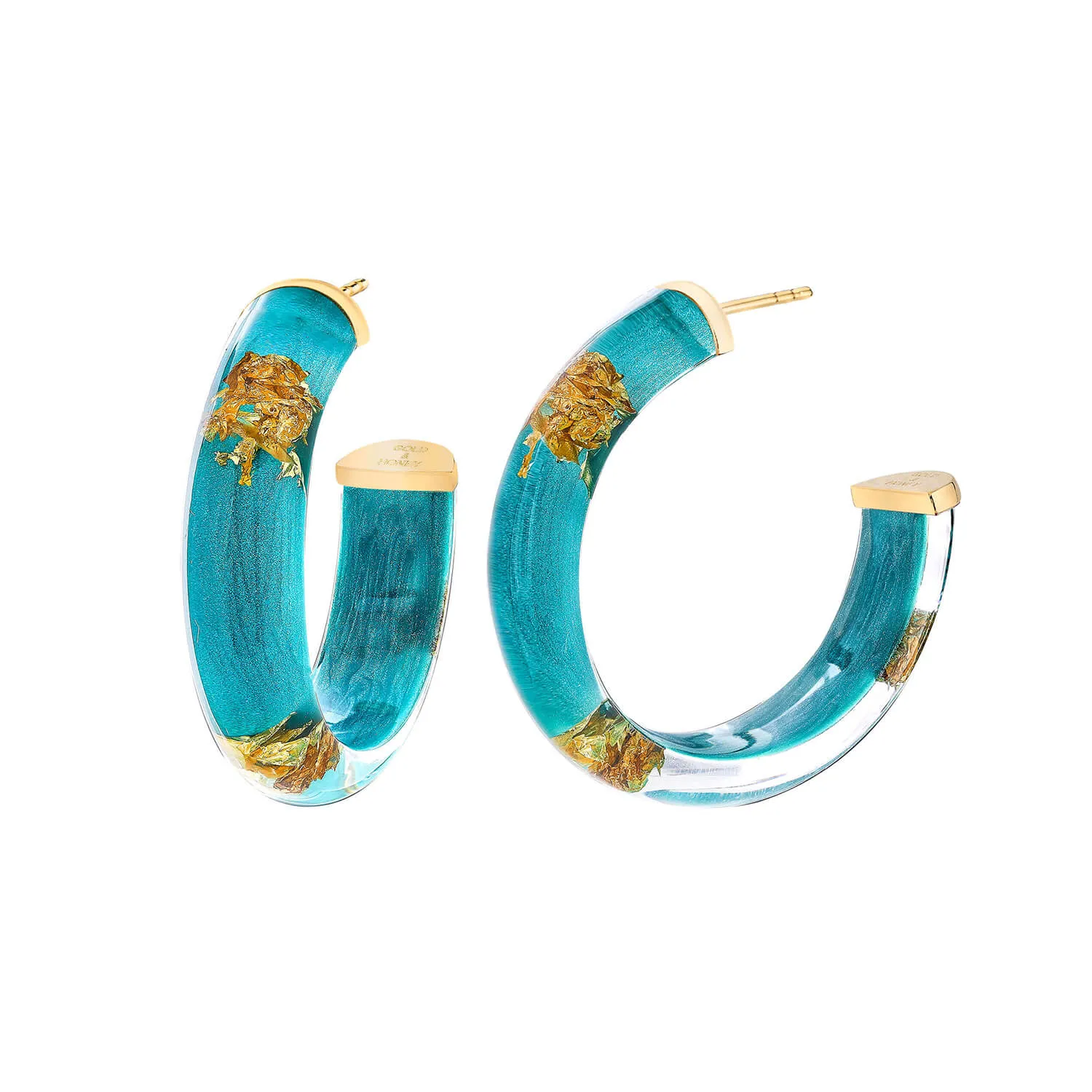 Small Gold Leaf Lucite Hoop Earrings