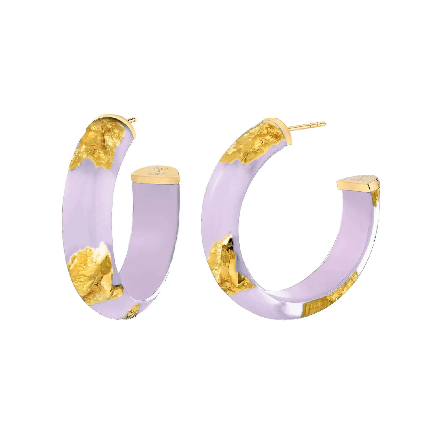 Small Gold Leaf Lucite Hoop Earrings