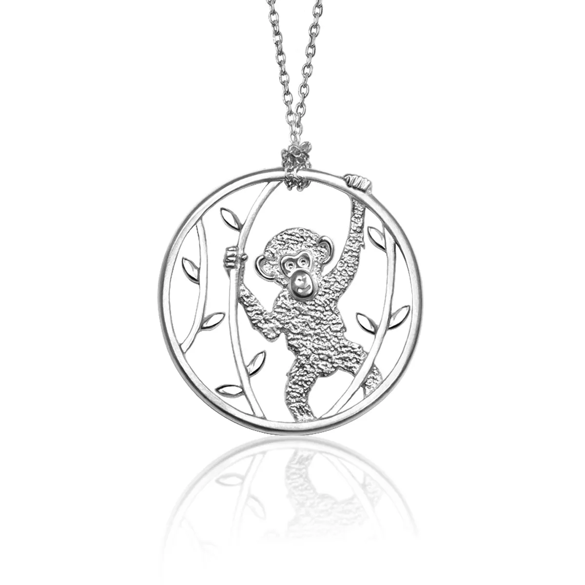 Sterling Silver Chimpanzee Pendant Necklace