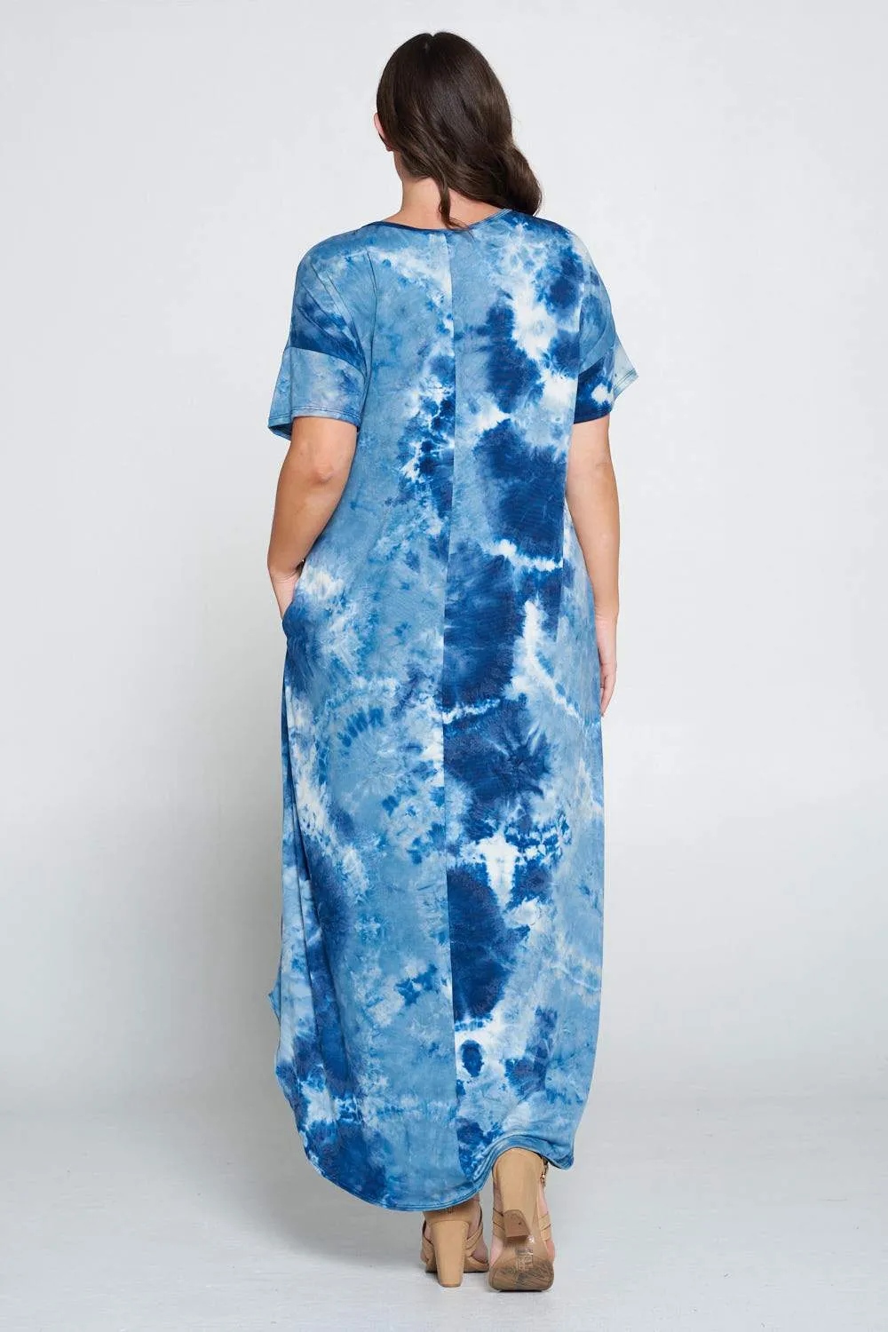 Tie Dye Short Sleeve Maxi Dress