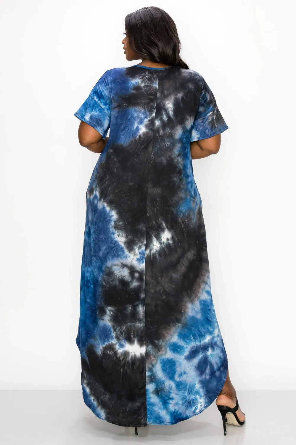 Tie Dye Short Sleeve Maxi Dress