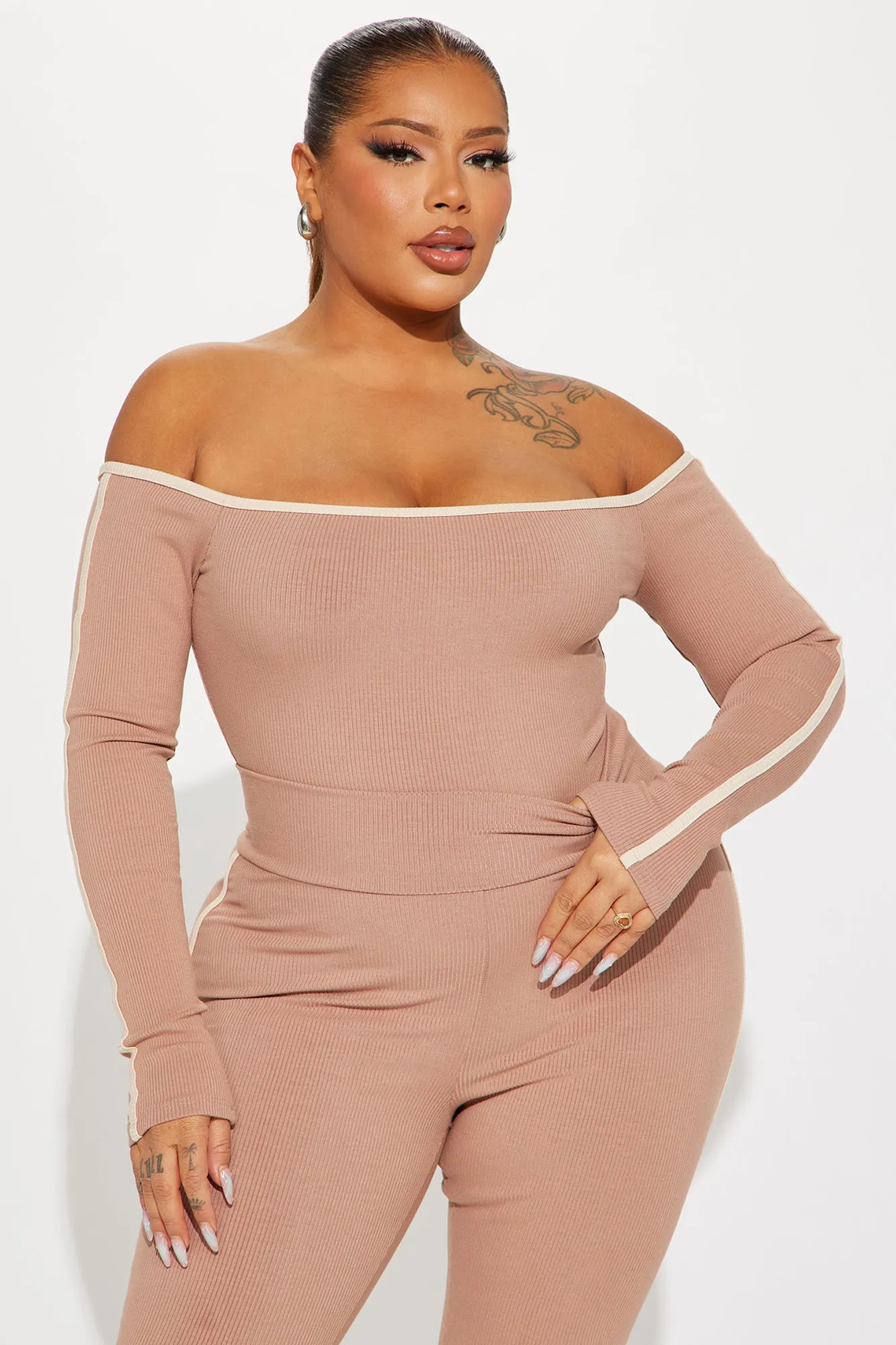 Tyla Snatched Bodysuit - Mocha/combo