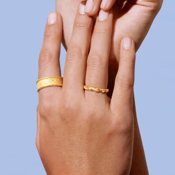 'Wide Rope' Yellow Gold textured Ring